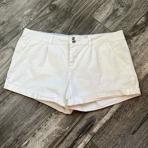 𝅺ambience Apparel white denim shorts cuffed hems four pockets belt loops SZ 2X - Picture 6 of 12